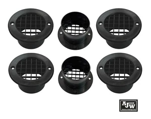 6 X BLACK Round Floor Vent 75mm Dia x 35mm Tail Caravan Motorhome Camper Gas - Picture 1 of 10