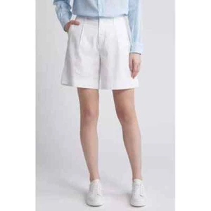NEU OHNE ETIKETT FRANK & EILEEN LEINEN- UND BAUMWOLLMISCHUNG GOLFSHORTS WEISS DAMENGRÖSSE 10 $ 268 - Bild 1 von 16