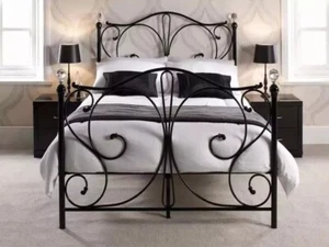 NEW 4ft6 Double Metal Bed Frame with Crystal Finials - Picture 1 of 9