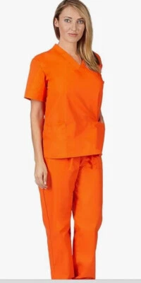 Orange Prisoner Scrub Convict Jail  Halloween Costume Orange Uniform Fun Dress - Image 1 of 4