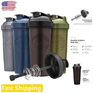 28 oz Protein Shaker Bottle 4-Pack with ActionRod Mixer - BPA-Free & Leak-Proof - Picture 1 of 9