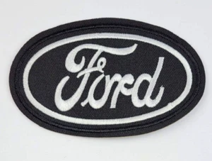 Ford Logo USA Racing Patch Bügelflicken gestickter Aufnäher schwarz oval - Bild 1 von 2