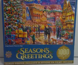 Season's Greetings Village Square 1000pc Puzzle / New - Picture 1 of 3