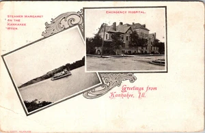 GRUSS AUS KANKAKEE ILLINOIS ALTE UNGETEILTE POSTKARTE MIT RÜCKSEITE - Bild 1 von 2