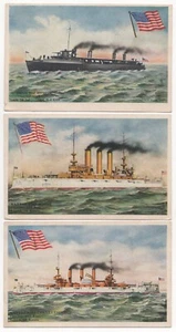 Lote - 3 Barcos Militares Barco Torpedero Lawrence, Acorazado Maine, Connecticut 1907 - Imagen 1 de 7
