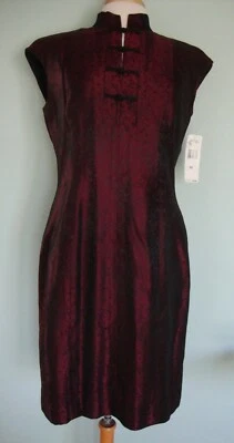 Vestido de Vacaciones Jones New York Granate con Detalle Floral Negro Talla 12 Foto 1 de 4