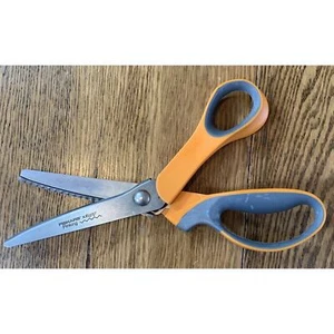 Fiskars 5” Blade Pinking Shears Scissors Orange Gray Soft Grip Handle - Picture 1 of 3