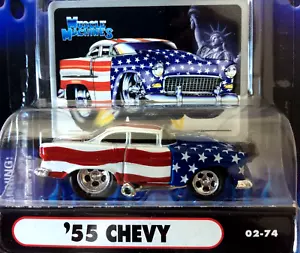 MUSCLE MACHINES STARS & STRIPES 1955 CHEVY- 1/64 - 55 CHEVY - - Picture 1 of 3