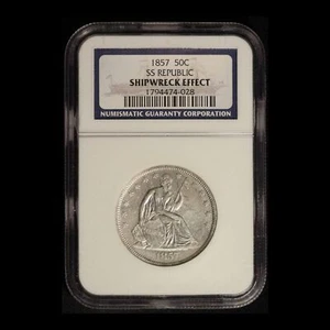 1857 Seated Liberty Half Dollar SS Republic NGC Shipwreck Effect - Free Ship US - Picture 1 of 3