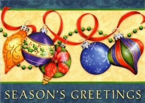 SEASON'S GREETINGS ORNAMENTS Christmas Greeting Card Envelope MG72 - Picture 1 of 3