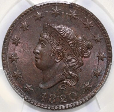 1820 1c Large Date N-13 Coronet or Matron Head Large Cent PCGS MS 64 BN - Image 1 of 4