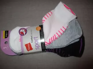 848B3 Hanes 580 Womens Comfort Collection Sport Socks Size 8-12 3 pack Asst - Picture 1 of 2