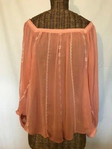 FOREVER 21 - PEACH CREAM LONG SLEEVE BLOUSE - XL - Picture 1 of 3