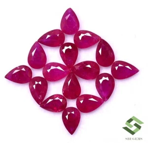 6x4 mm Natural Ruby Pear Cut Lot 16 Pcs 6.79 CTS Calibrated Loose Gemstones - Picture 1 of 6