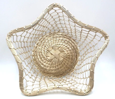 Star Gold Wire Basket Organization Bread Modern Glamour Cottage Core French Cover