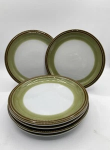 Juego de 6 platos de ensalada vintage Denby Rochester Inglaterra verde y marrón - Imagen 1 de 5