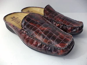 MEPHISTO COOL-AIR Mule RED CROCO FINISHED LEATHER LOW HEEL SHOE WOMENS US 8M - Picture 1 of 7