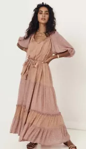 Spell & the Gypsy NEW Rae Gown Peach Maxi Long Sleeve Short Sleeve Lined Size M - Bild 1 von 16