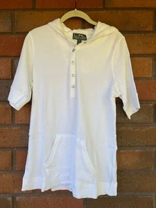 Lauren Ralph Lauren Lightweight Pullover 3/4 Sleeves Hooded | White | Size XL - Picture 1 of 10