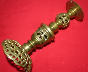 Brass Pierced Filigree 9 1/2" Candle Holders w/ Phoenix Bird Symbols SHIPS FREE - Picture 1 of 7