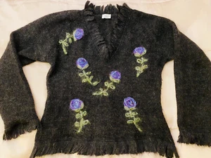 Paul smith Jumper Mohair Wool Mix Grey Small Size Stretchy With Flowers - Picture 1 of 1