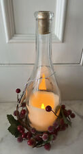 NWT Merry Brite LED Lighted Christmas holly holiday wine bottle candle decor new