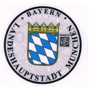 STICKER BADGE BAYERN LANDESHAUPTSTADT MUNCHEN NUMBER PLATE SEAL 1 PCS - Picture 1 of 1