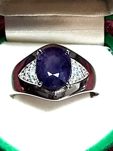 Anillo de plata esterlina zafiro púrpura circonita cúbica con 7,8 g - Imagen 1 de 5