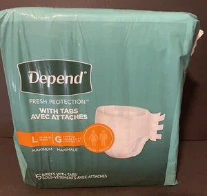 Depend Incontinence Briefs Adhesive Tabs Maximum Absorbency Large Unisex 16 Ct. - Picture 1 of 9