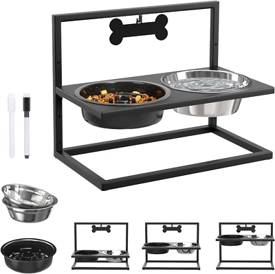 Hundenapf Erhöht 3 Höhenverstellbar Futternapf Hund Wassernapf Anti Schling Napf - Bild 1 von 4