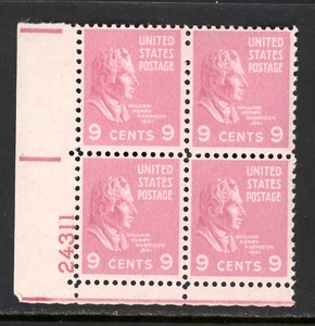 SCOTT 814 1938, 9 CENT WILLIAM H HARRISON REGULAR ISSUE PB OF 4 MNH OG F-VF! - Picture 1 of 2