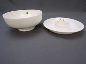 Vintage Golden Crown E R Portugal Serving Set 2 10" Bowls Ribbed-Sectioned F23 - Picture 1 of 15