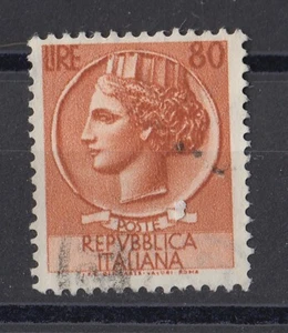 FRANCOBOLLI Italia Repubblica 1953 Italia Turrita 80 Lire SAS718 - Foto 1 di 1