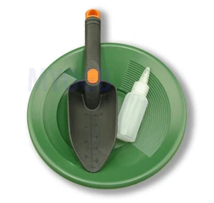 Kit Pannelli Oro 10" Padella Verde - Bottiglia Snuffer e Scoop - Prospezione Estrazione - Foto 1 di 5