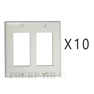 10 Pack - 2-Gang Decora Decorator Flush Wall Face Plate Outlet Cover GFCI White - Picture 1 of 2