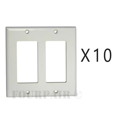 Paquete de 10 - Decoración Decorador de 2 velocidades Placa frontal de pared al ras Cubierta de salida GFCI Blanco Foto 1 de 2