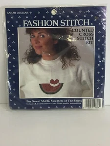 Vtg Fashion Stitch Counted Cross Stitch Kit from the 80’s. Love that Watermelon - Picture 1 of 5