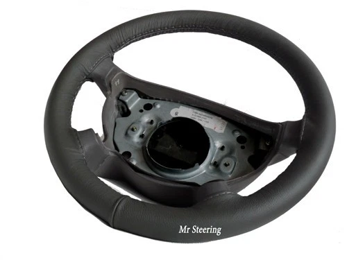 FOR FORD MUSTANG 4 (1994-2004) REAL DARK GREY LEATHER STEERING WHEEL COVER NEW - Image 1 of 1