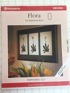 Tarjeta de diseño de bordado vikingo Husqvarna flora Katherine Roos nuevo de lote antiguo - Imagen 1 de 4