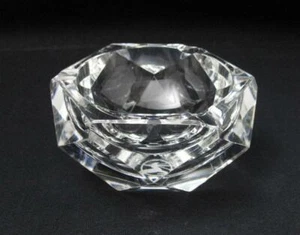 VINTAGE AIR INDIA VAL ST LAMBERT FRENCH CRYSTAL FACETTED CUT ASHTRAY ADVERTISING - Bild 1 von 9
