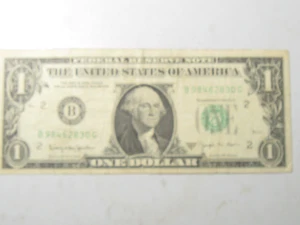 Banconota 1963 B $1 Federal Reserve - Joseph W Barr - #11269-9 - Foto 1 di 7