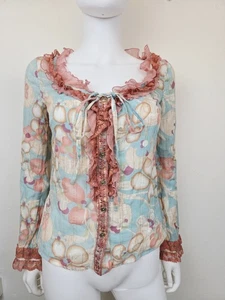 Authentic D&G Dolce&Gabbana Blouse Top Multicolour 2000s Size XS S Uk 6 8 - Picture 1 of 8