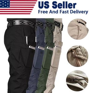 Men’s Pants Cargopants Tactical Waterproof Work Outdoor Hiking Combat Trousers - Picture 1 of 19
