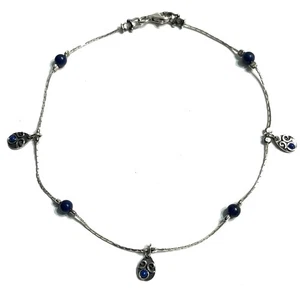 CIONDOLI E CAVIGLIERA PERLINE ARGENTO STERLING 925 LAPISLAZZULI NUOVI SENZA ETICHETTE O PAZ 10” ISRAELE B - Foto 1 di 5