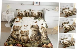Cute Cat Comforter Set Twin Size for Kids Girls Boys, 3D Animal Cartoon Cat - Picture 1 of 8