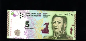 5 PESOS  EXTRA FINE BANKNOTE FROM  ARGENTINA 2015   PICK-359 - Picture 1 of 2