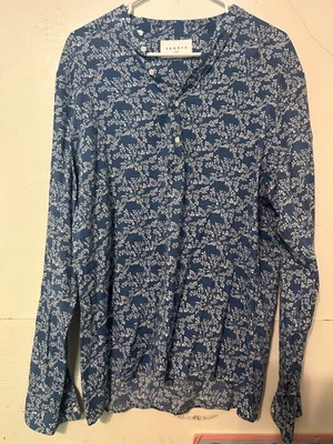 Men's SANDRO Paris Floral Print Shirt Cotton Viscose Blue EXTRA LARGE slim - Image 1 of 4