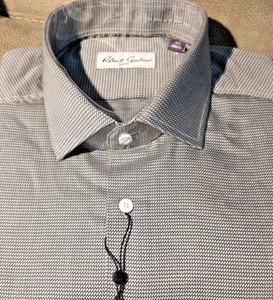 Camicia uomo Robert Graham 17 1/2 (XL) manica lunga con bottoni fantasia Geo Tailo nuova con etichette - Foto 1 di 15