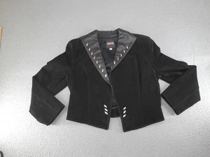 Vintage Western Jacket Womens Medium Black Suede Leather Studded Rodeo USA 90s - Picture 1 of 13