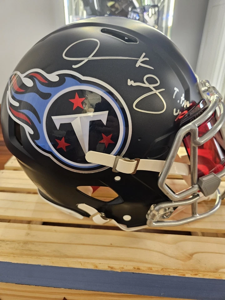 Derrick Mason Signed Titans F/S Authentic Helmet w/Titan Up and visor - Beckett - Image 1 of 4